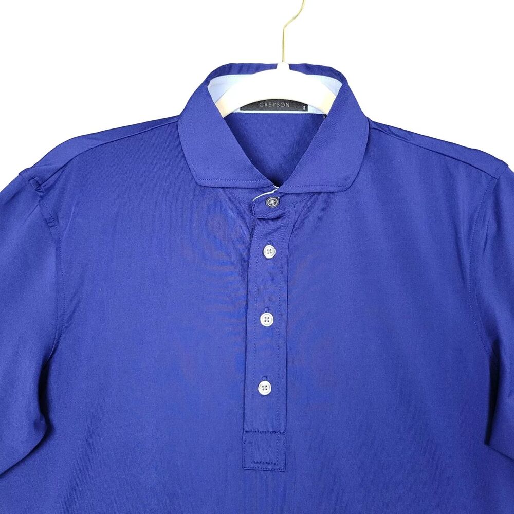GREYSON Blue Short Sleeve Embroidered Performance Polo Shirt SIZE SMALL